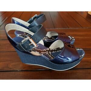 AGL Women's Blue Wedge Sandal N630002 Size 40 EU